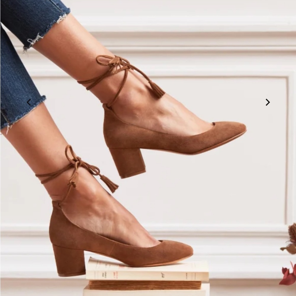 Sezane Brown Suede Block Heel Shoes